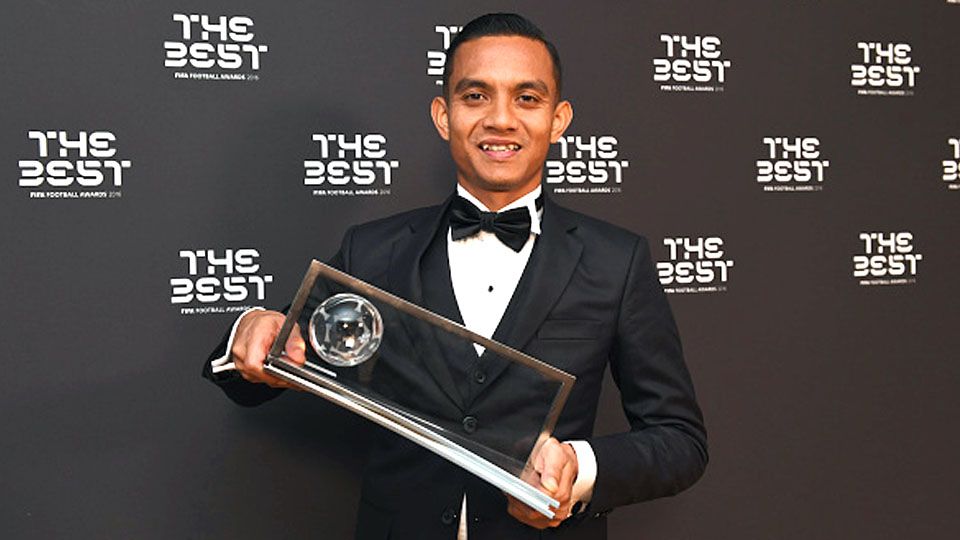 Peraih penghargaan FIFA Puskas Award 2016 asal Malaysia, Mohd Faiz Subri. Copyright: © FABRICE COFFRINI/AFP/Getty Images